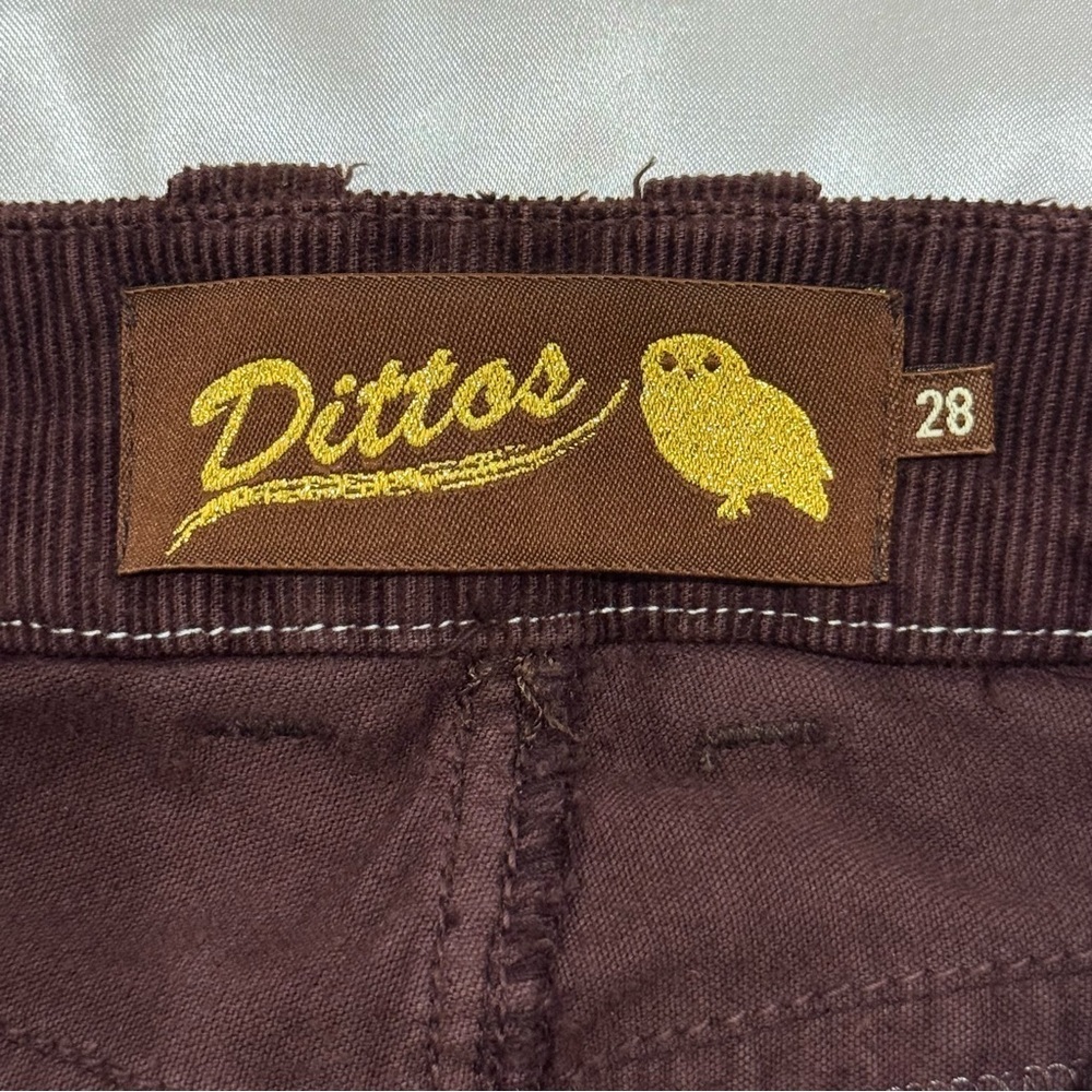 SOLD Vintage Dittos Corduroy Flare Pants Size 28 Brown Wide Leg Y2K Hippie - Picture 10 of 13